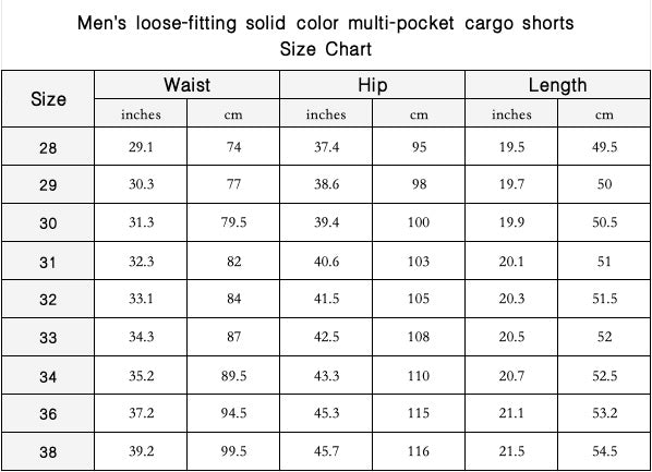 Men's loose-fitting solid color multi-pocket cargo shorts