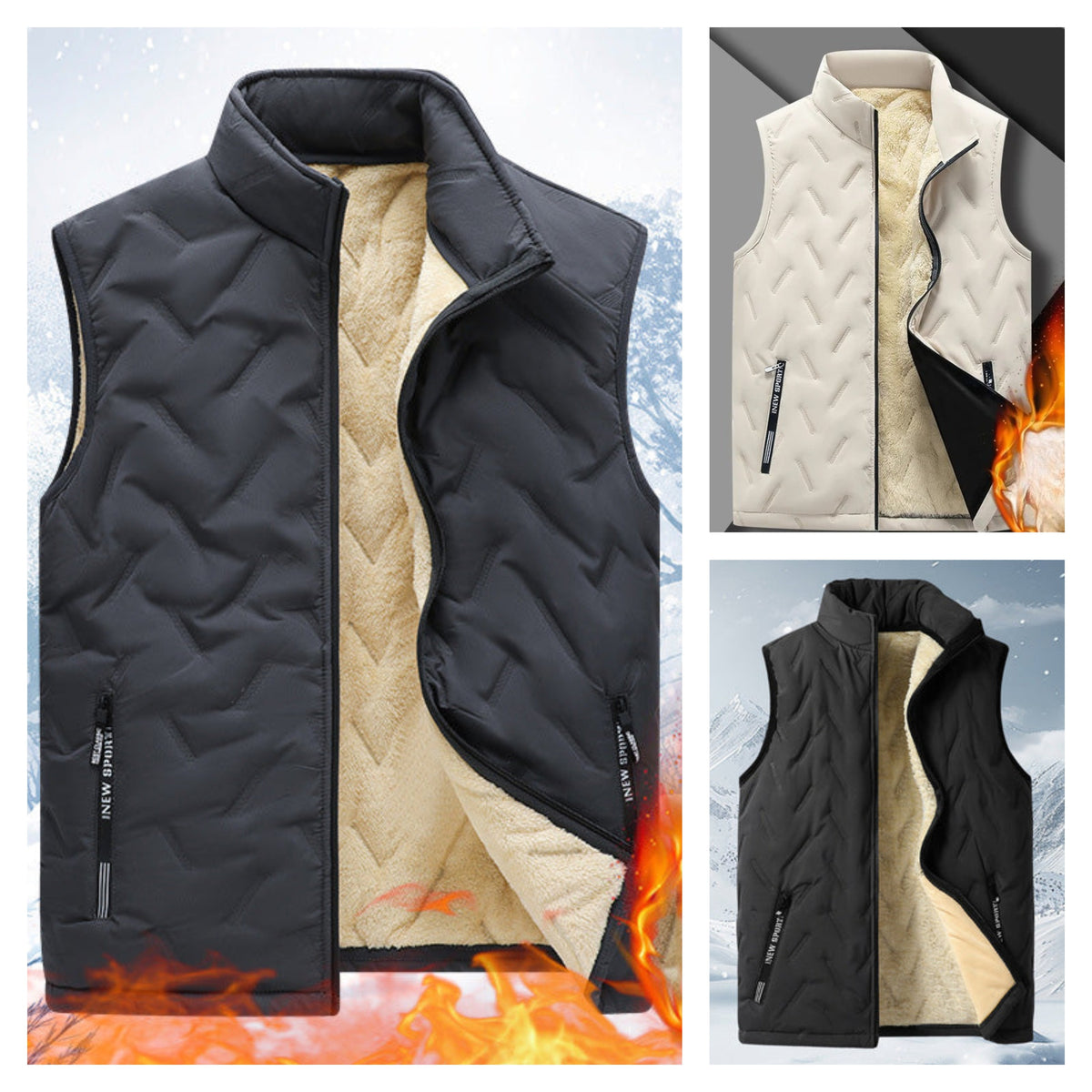 Unisex Thermal Fleece-Lined Quilted Vest