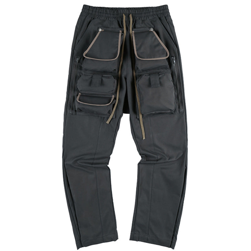Multi-Pocket Functional Workwear Loose Casual Drawstring Men's Trousers