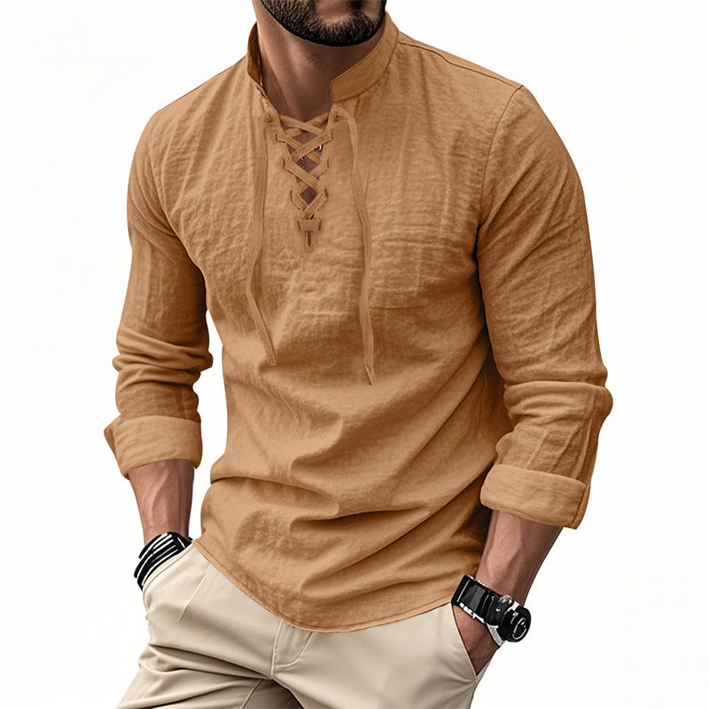 🔥Limited-time offer – Plain shirt in linen-cotton blend for men