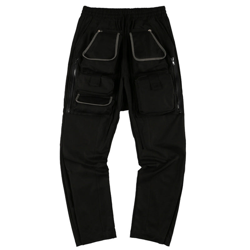 Multi-Pocket Functional Workwear Loose Casual Drawstring Men's Trousers