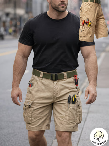 New cargo shorts, 100% pure cotton, skin-friendly, multi-pocket outdoor shorts, suitable for both home and outdoor wear, wrinkle-resistant and durable.