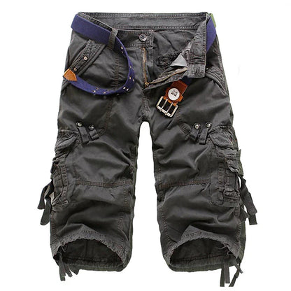 Men's Solid Color Multi-pocket Cargo Shorts