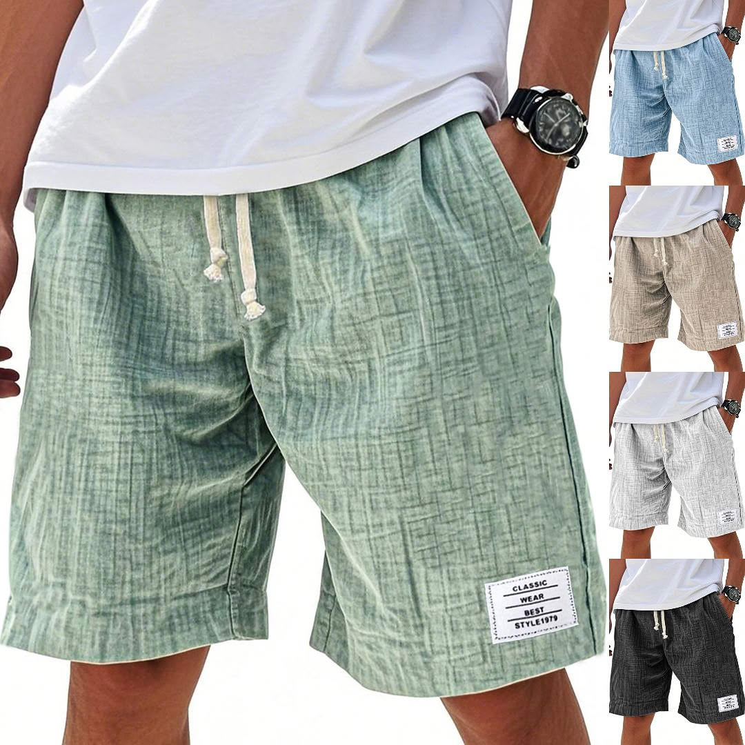 Men's Casual Knee-Length Shorts – Elastic Waist, Solid Color, Daily & Beach！