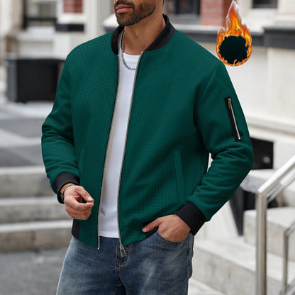 Fleece Bomber Coat – Men's Zip-Up Jacket with Pockets