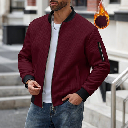 Fleece Bomber Coat – Men's Zip-Up Jacket with Pockets