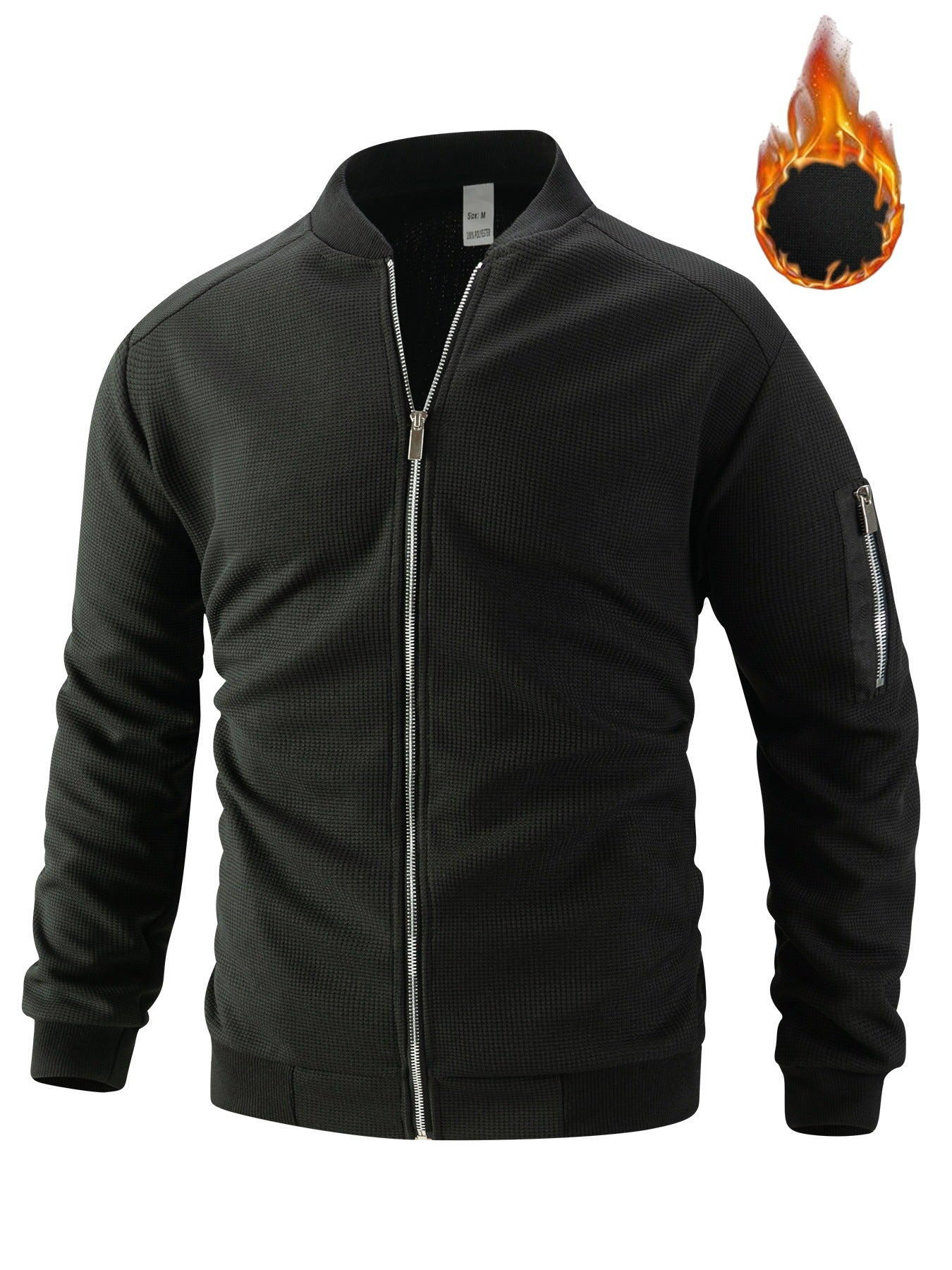 Fleece Bomber Coat – Men's Zip-Up Jacket with Pockets