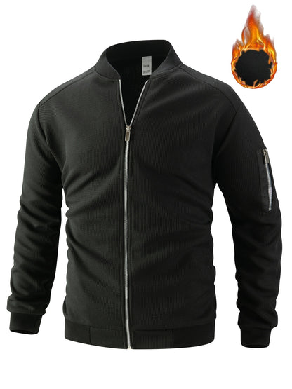 Fleece Bomber Coat – Men's Zip-Up Jacket with Pockets