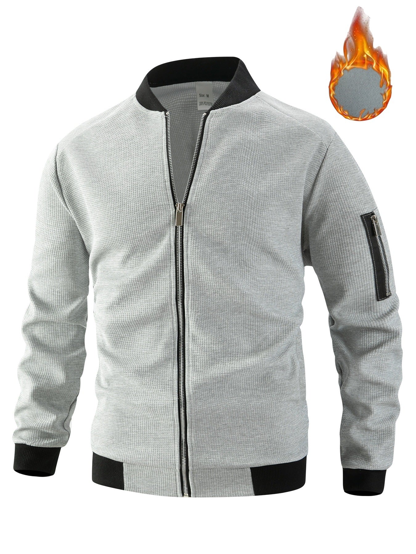 Fleece Bomber Coat – Men's Zip-Up Jacket with Pockets