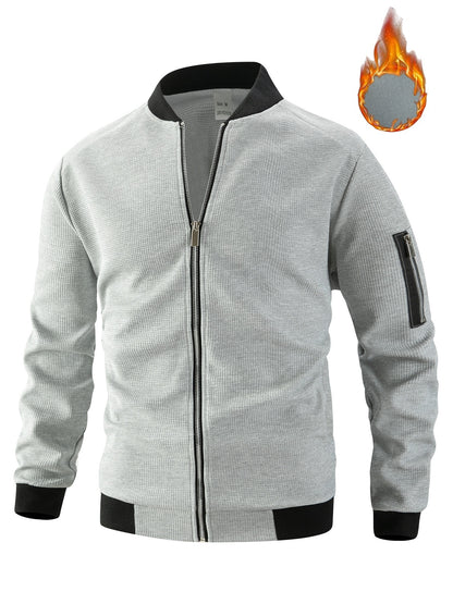 Fleece Bomber Coat – Men's Zip-Up Jacket with Pockets