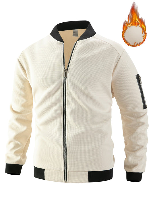 Fleece Bomber Coat – Men's Zip-Up Jacket with Pockets
