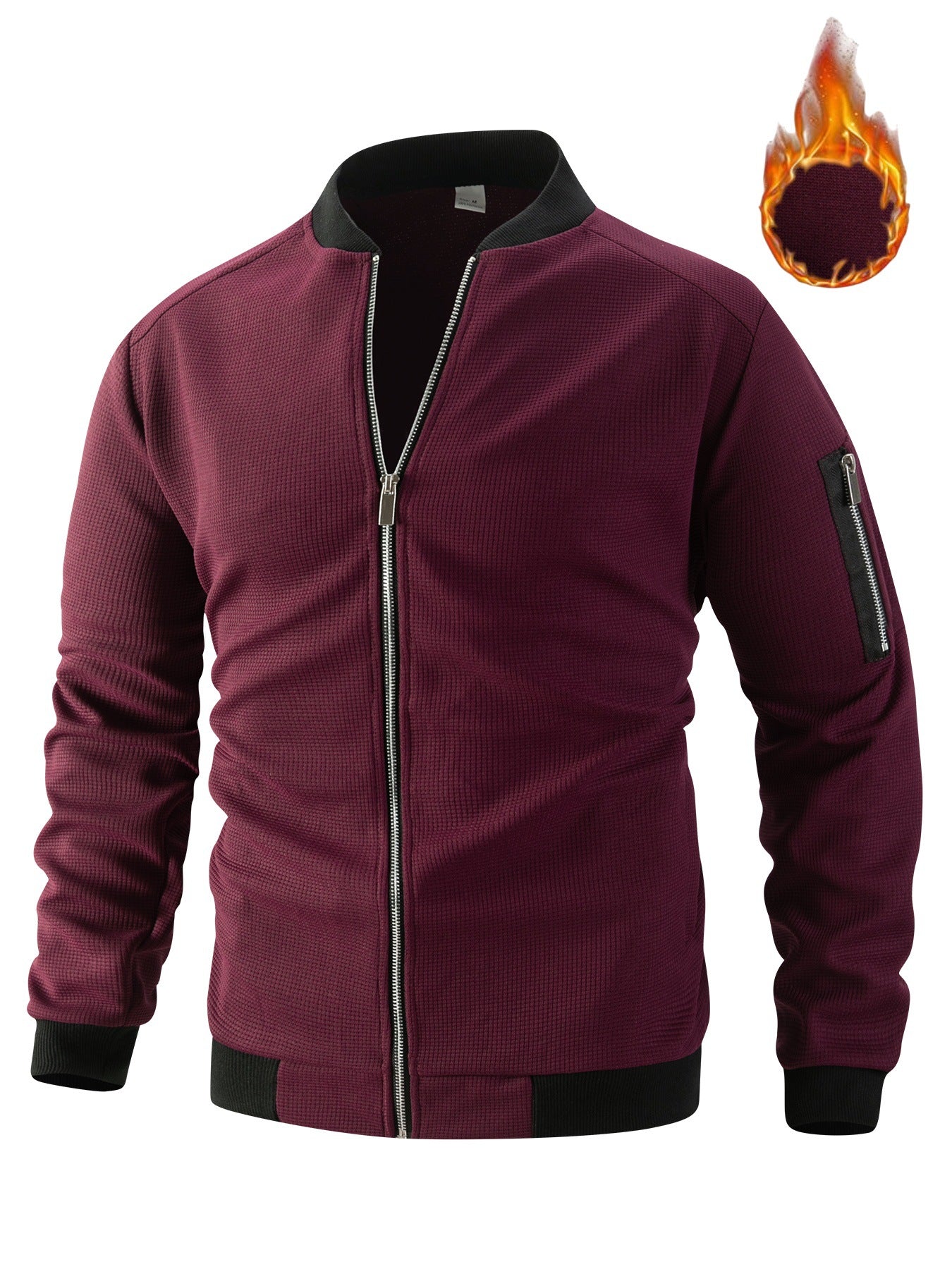 Fleece Bomber Coat – Men's Zip-Up Jacket with Pockets