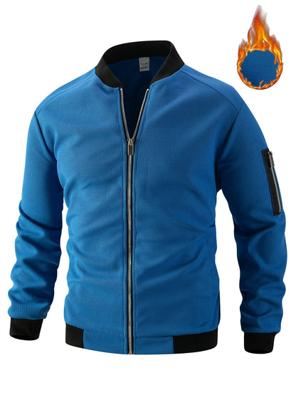 Fleece Bomber Coat – Men's Zip-Up Jacket with Pockets