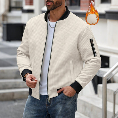 Fleece Bomber Coat – Men's Zip-Up Jacket with Pockets