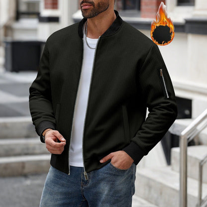 Fleece Bomber Coat – Men's Zip-Up Jacket with Pockets