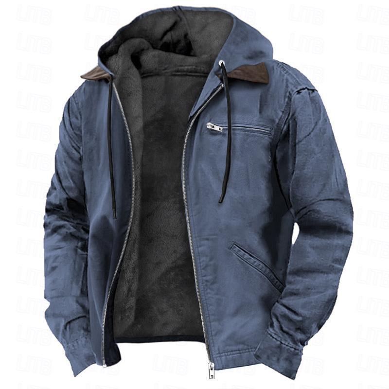 Men's Vintage Sherpa-Lined Full-Zip Hoodie | Fall & Winter Streetwear