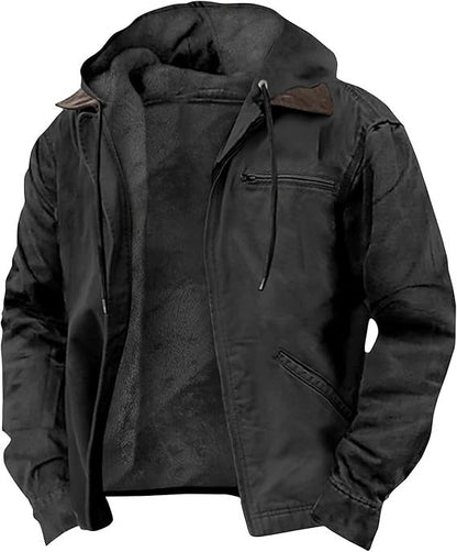 Men's Vintage Sherpa-Lined Full-Zip Hoodie | Fall & Winter Streetwear