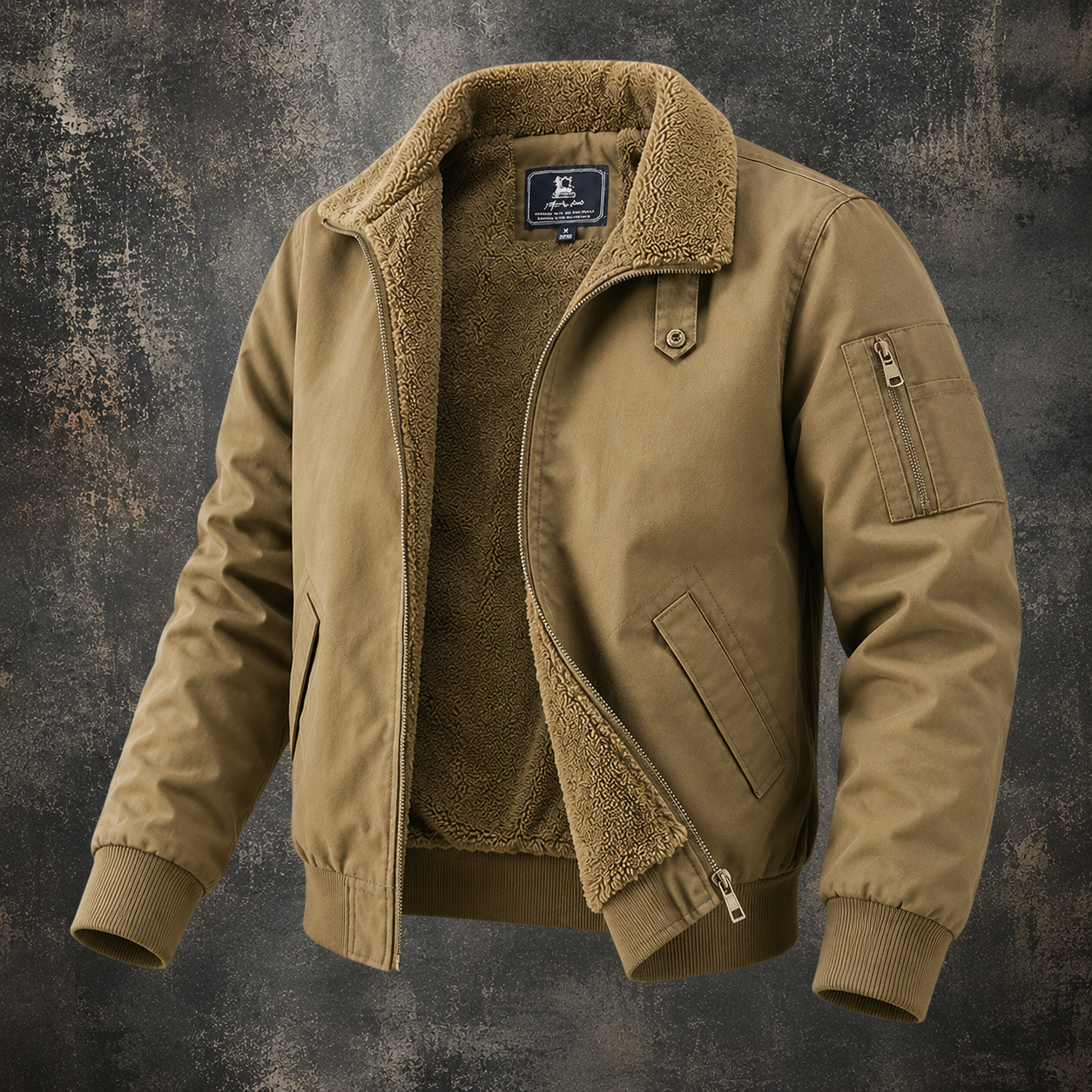 Sherpa-Lined Bomber Jacket
