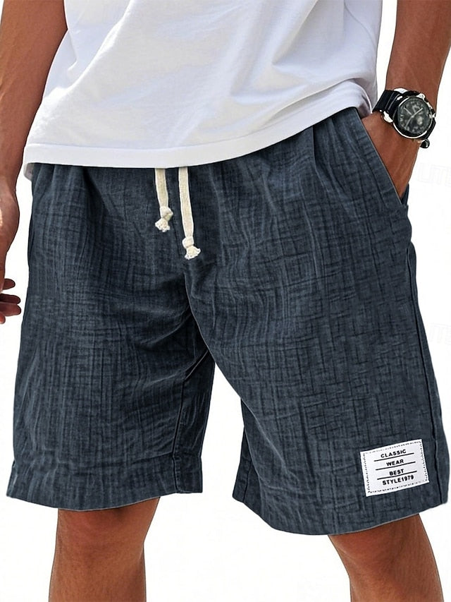 Men's Casual Knee-Length Shorts – Elastic Waist, Solid Color, Daily & Beach！