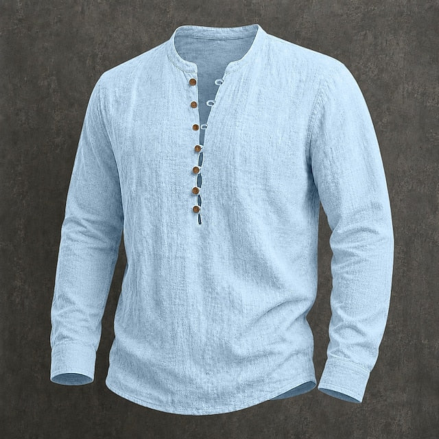 Men's Linen Popover Summer Shirt | Breathable Casual Short Sleeve