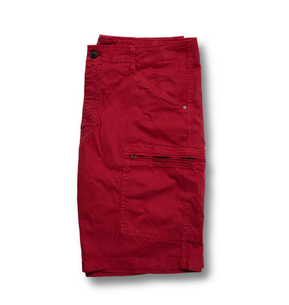 Men's loose-fitting solid color multi-pocket cargo shorts