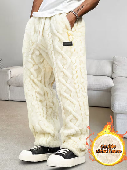 Unisex Cable Knit Sherpa Fleece Hoodie & Jogger Set