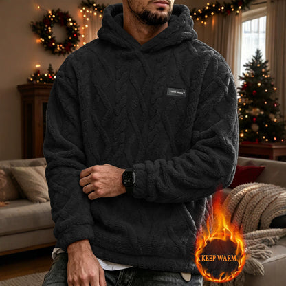 Unisex Cable Knit Sherpa Fleece Hoodie & Jogger Set