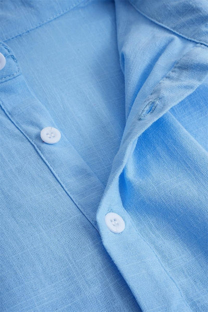 Men's Shirt Linen Shirt Summer Shirt Beach Wear Plain Vacation Casual Black White Blue Green Long Sleeve Lapel Spring & Summer Clothing Apparel