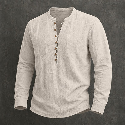 Men's Linen Popover Summer Shirt | Breathable Casual Short Sleeve
