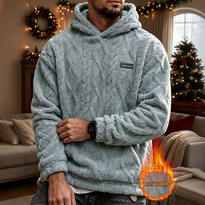 Unisex Cable Knit Sherpa Fleece Hoodie & Jogger Set