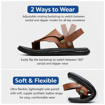Men’s 2-Way Summer Sandals – Convertible Slides with Adjustable Backstrap (US7-13)