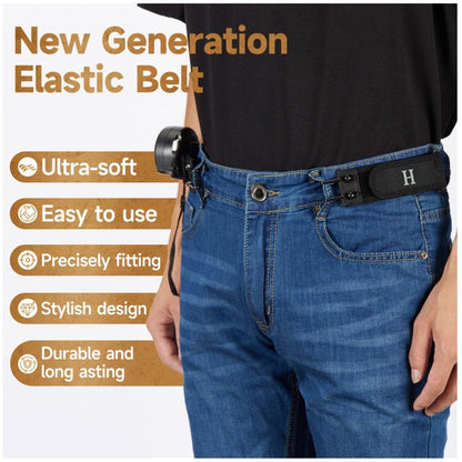 Tactical Metal Hook Elastic Belt (Unisex)  - Buckle Invisible Design | Soft Adjustable Side