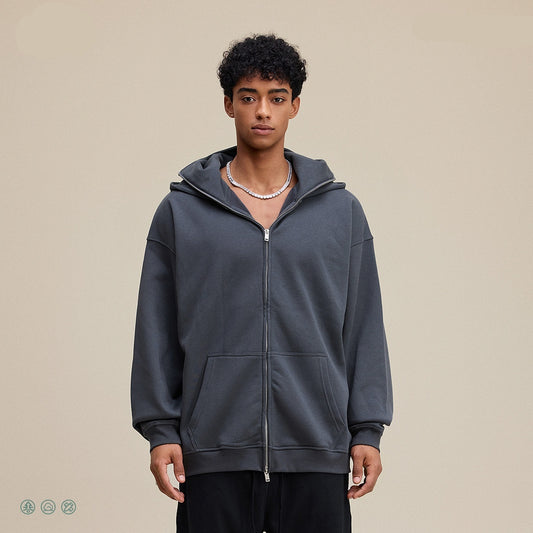 American Retro Quilted Pullover Sweater – Windproof Mask & Zipper Design | Solid Color