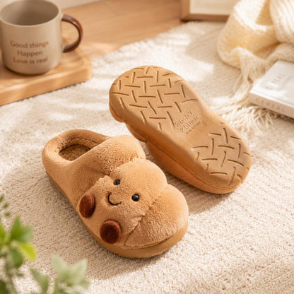 🥐 Croissant Bread Slippers – Cute, Fluffy & Cozy