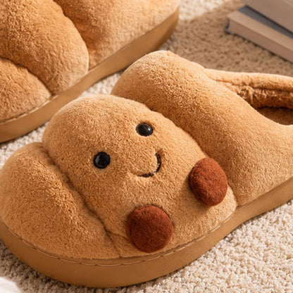 🥐 Croissant Bread Slippers – Cute, Fluffy & Cozy