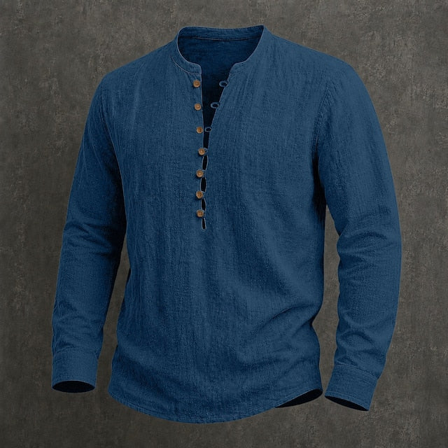 Men's Linen Popover Summer Shirt | Breathable Casual Short Sleeve