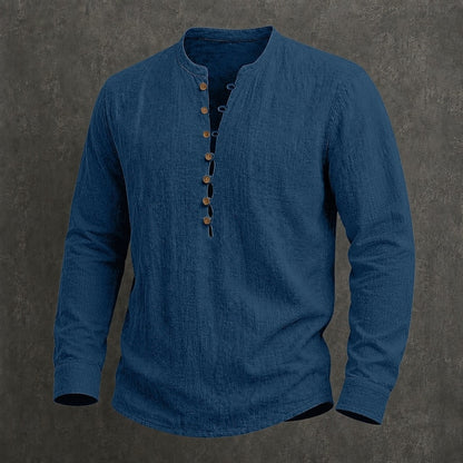 Men's Linen Popover Summer Shirt | Breathable Casual Short Sleeve