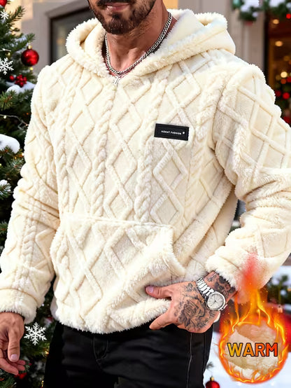 Unisex Cable Knit Sherpa Fleece Hoodie & Jogger Set