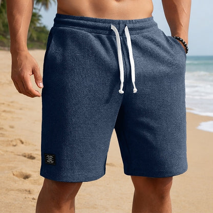 Men's Waffle Textured Shorts - Breathable & Stretchy for Beach or Daily Wear