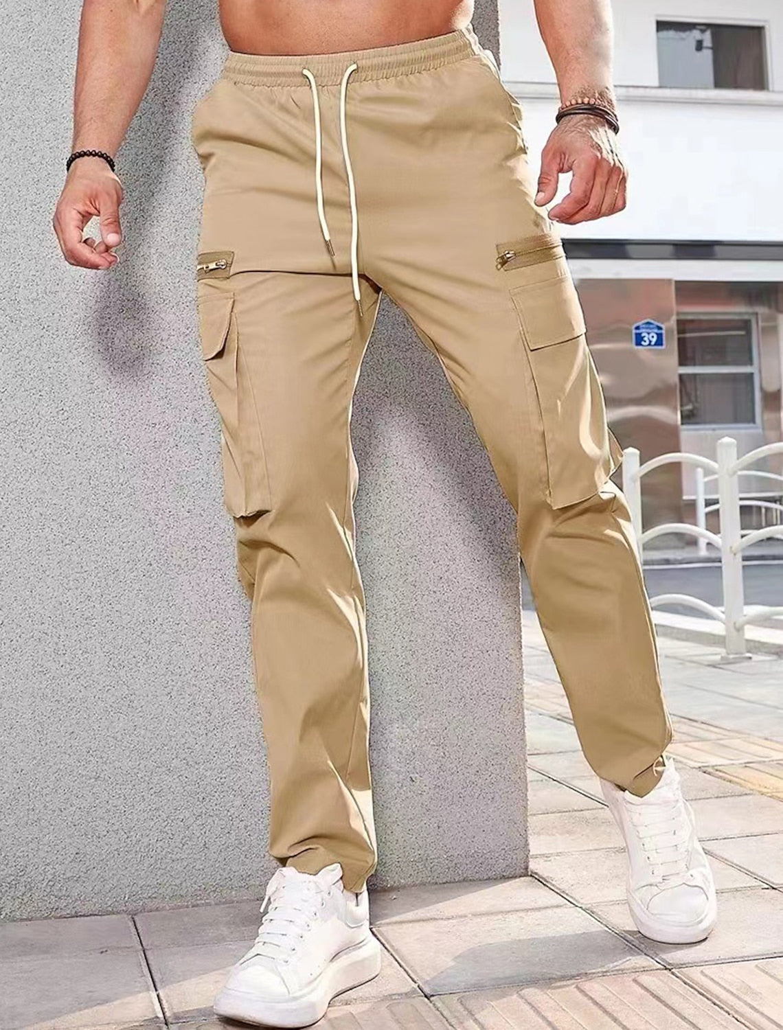 Men's Drawstring Elastic Waist Cargo Pants | Casual Outdoor Fit