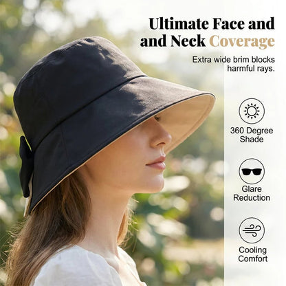 Bowknot Wide BrimSun Protective Hat