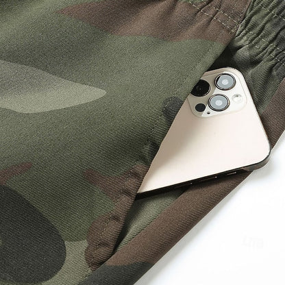 Men's Multi-Pocket Cargo Sweatpants | Casual Drawstring Joggers with Camo Print