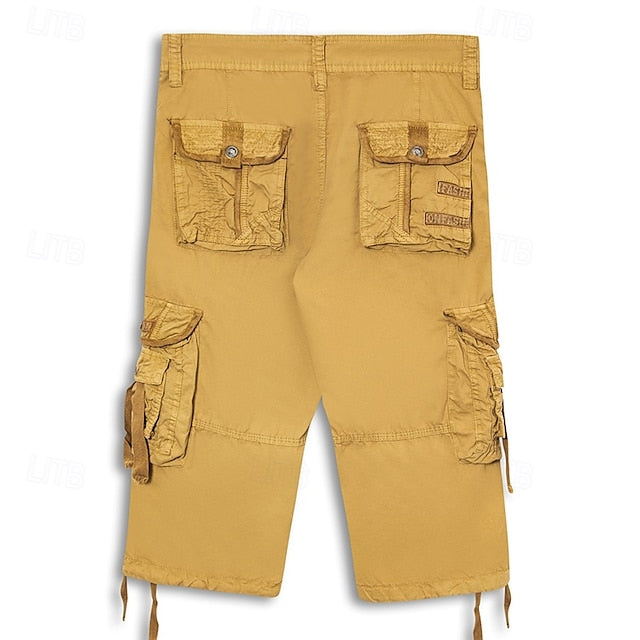 Men's Multi Pocket Plain Cargo Shorts