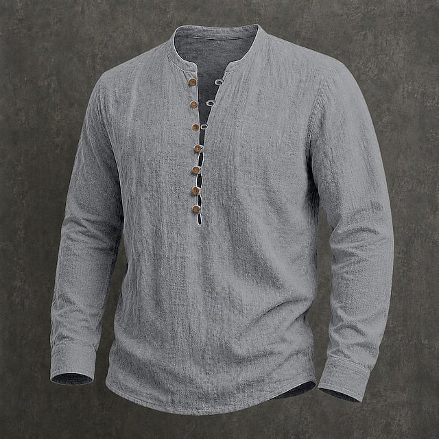 Men's Linen Popover Summer Shirt | Breathable Casual Short Sleeve