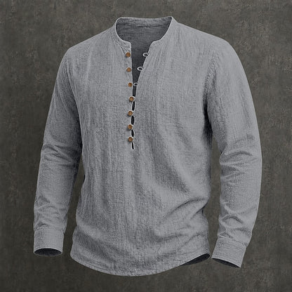 Men's Linen Popover Summer Shirt | Breathable Casual Short Sleeve