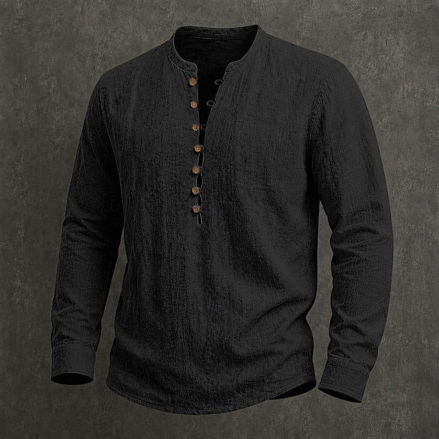 Men's Linen Popover Summer Shirt | Breathable Casual Short Sleeve