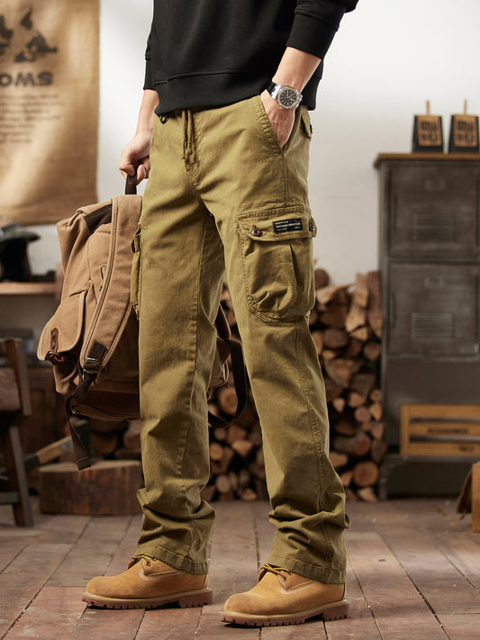 American Vintage Men's Work Pants | Straight Leg, Mid-Rise, Multi-Pocket Cotton Blend