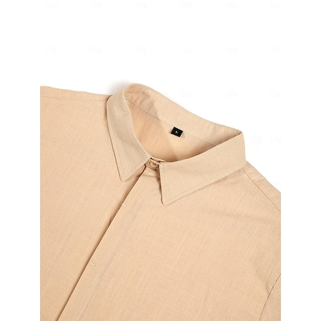 Men's Shirt Linen Shirt Summer Shirt Button Down Shirt Casual Shirt Beach Shirt Plain Vacation Casual Black White Pink Blue Short Sleeve Collar Summer Clothing Apparel
