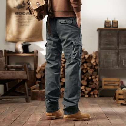 American Vintage Men's Work Pants | Straight Leg, Mid-Rise, Multi-Pocket Cotton Blend