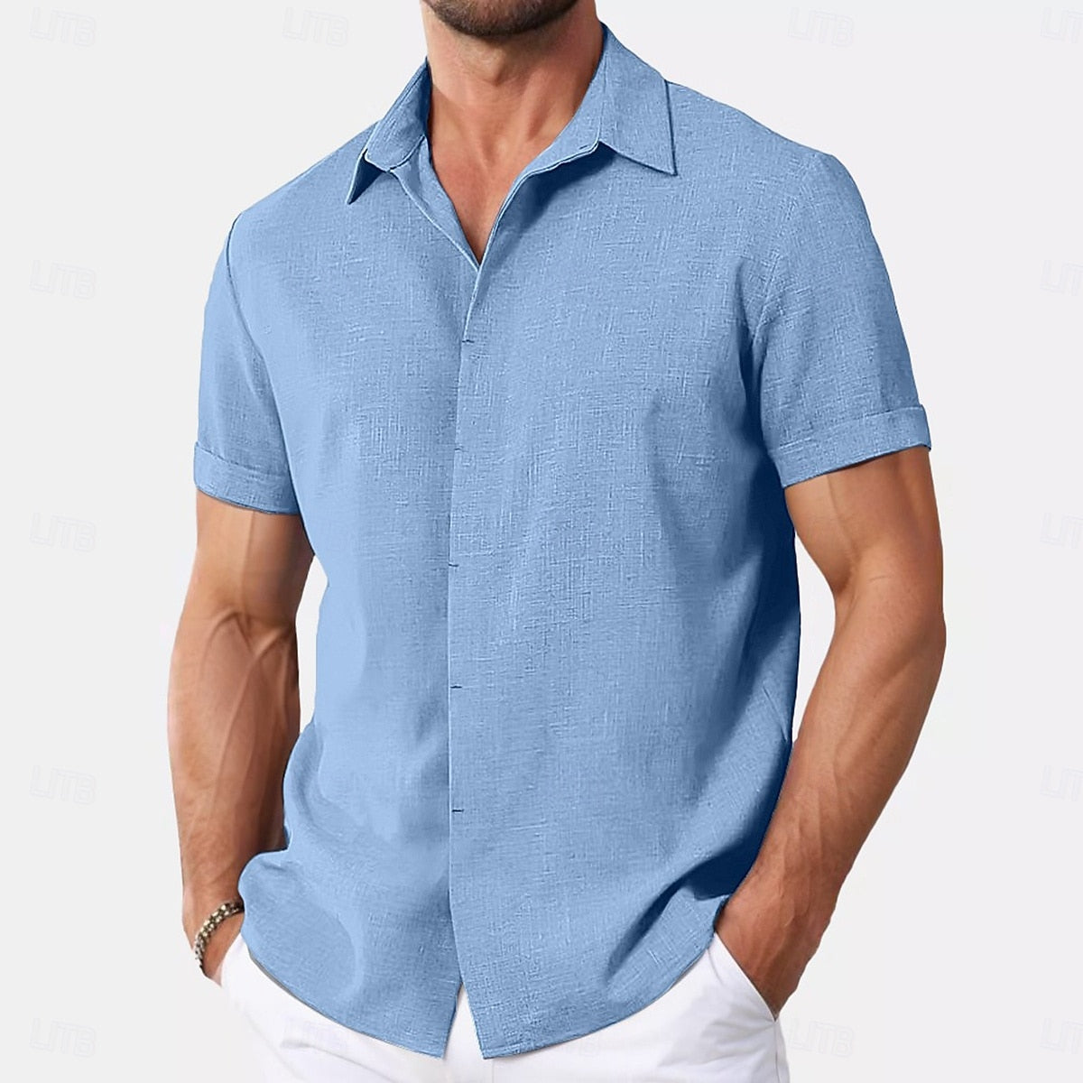 Men's Shirt Linen Shirt Summer Shirt Button Down Shirt Casual Shirt Beach Shirt Plain Vacation Casual Black White Pink Blue Short Sleeve Collar Summer Clothing Apparel